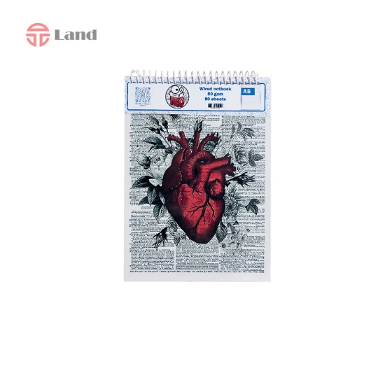 دفتر شطرنجی 80 برگ نئوپک طرح قلب سایز A5