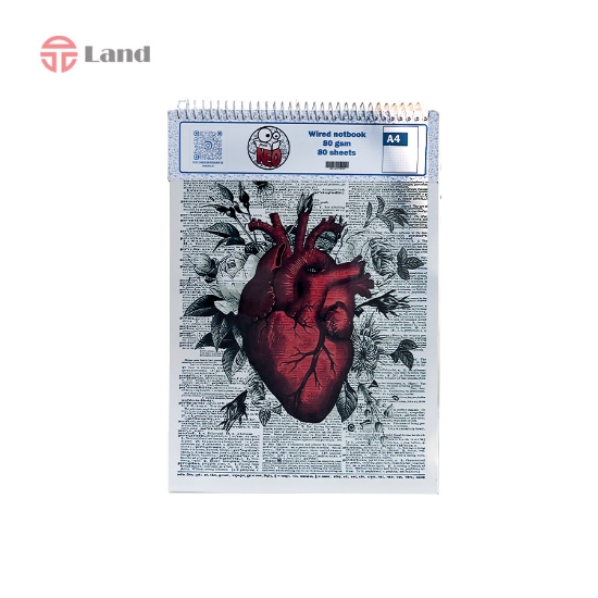 دفتر شطرنجی 80 برگ نئوپک طرح قلب سایز A4